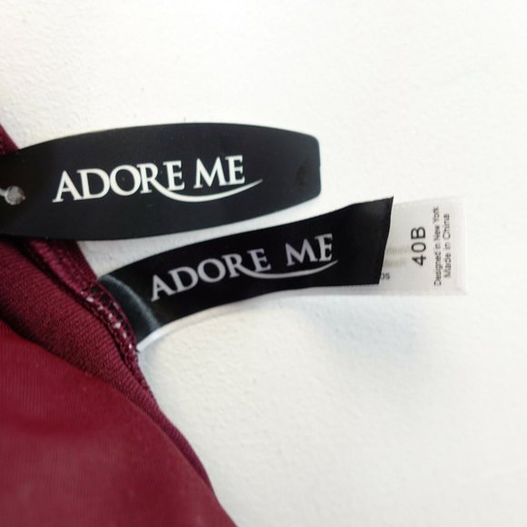 NEW ADORE ME One Piece Women Red Wine Swimsuit 40B 0X Lace Illusion Neckline - Picture 10 of 12